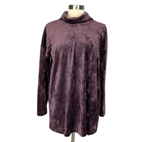 J. Jill Tops - J Jill Pure Jill Womens Crushed Velour Cowl Neck Tunic Top Purple size Medium